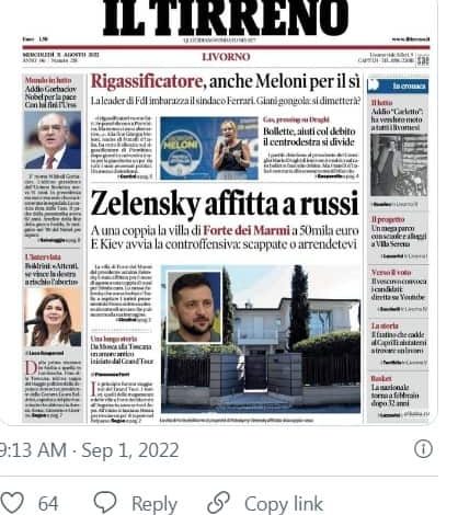 Зеленски дава под наем вилата си в Тоскана на руснаци за 50 000 евро на месец